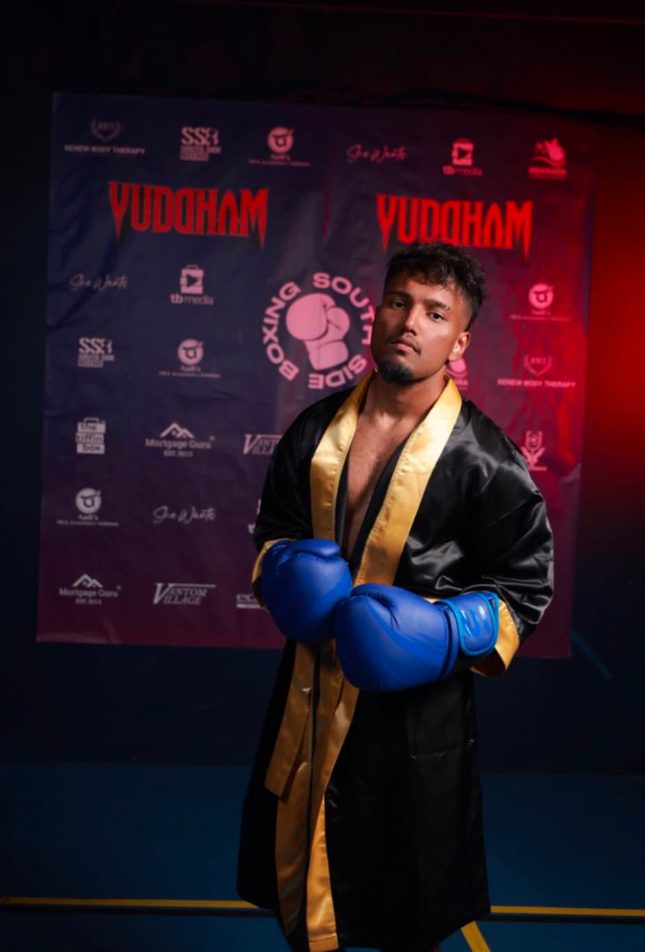 Samuel Da Costa in his fight robe before stepping into the ring